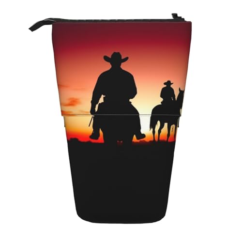 LHBWCVN Texas Cowboy Kosmetiktasche, Stehendes Federmäppchen, Teleskop-Bleistifttasche, tragbarer Stifthalter, niedlicher Stand-up-Bleistiftbeutel für Damen und Herren, Reise-Münztasche, Geldbörse von LHBWCVN