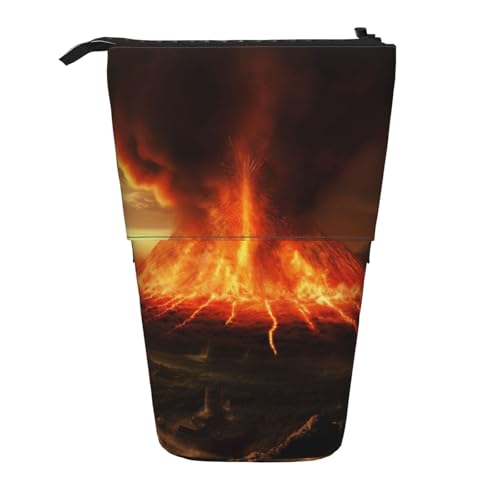 LHBWCVN Volcano Kosmetiktasche, Stehendes Federmäppchen, Teleskop-Bleistifttasche, tragbarer Stifthalter, niedliches Stand-up-Bleistiftetui für Damen und Herren, Reise-Münztasche, Geldbörse von LHBWCVN