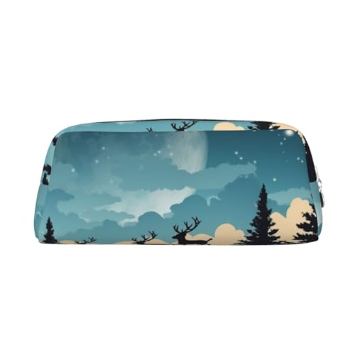 LHBWCVN Weihnachts-Federmäppchen für den Winter, großes Fassungsvermögen, ästhetisches Stifteetui, Leder, Make-up-Tasche für Damen und Herren, Reise-Kulturbeutel, Reißverschluss, Kosmetiktasche, weit von LHBWCVN