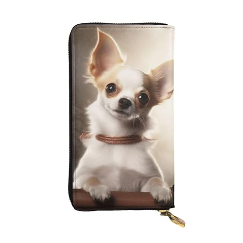 Lhbwcvn Niedliche Chihuahua-Geldbörse für Damen und Herren, Clutch, RFID-blockierend, Leder, große Kapazität, Geldbörse, Kreditkartenhalter, Geldtasche mit Reißverschluss, Handyhalter, lange von LHBWCVN