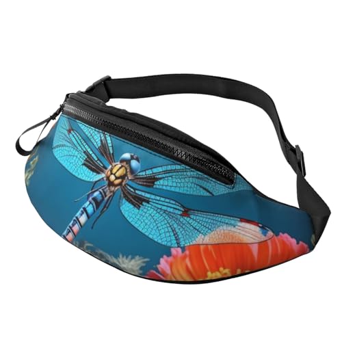 Libelle und Blume Bauchtasche für Damen und Herren Crossbody-Bauchtasche wasserdichte Sportgürteltasche Outdoor-Hüfttasche von LHBWCVN