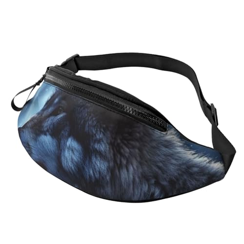 Lonely Wolf Bauchtasche für Damen und Herren, Crossbody-Hüfttasche, wasserdicht, Sport-Gürteltasche, Outdoor-Hüfttasche von LHBWCVN