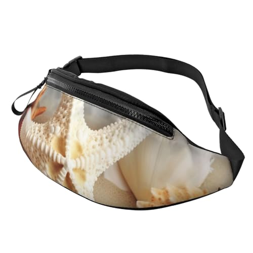 Seestern-Korallen- und Muschel-Gürteltasche für Herren und Damen, Crossbody-Bauchtasche, wasserdicht, Sport-Gürteltasche, Outdoor-Hüfttasche von LHBWCVN