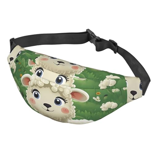 Gürteltasche für Damen und Herren, verstellbare Hüfttasche, niedliches Cartoon-Schaf, Crossbody-Tasche für Reisen, Schwarz, Einheitsgröße, Schwarz , Einheitsgröße von LHCVSFGW