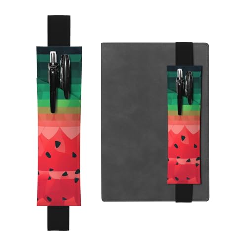 LHCVSFGW Elastischer Stifthalter für Notizbuch, Lesezeichen, PU-Leder, Stifthalter mit verstellbarem Band, Stifteetui, Farbverlauf, Wassermelone, Federmäppchen für Planer, Ordner, Bücher von LHCVSFGW