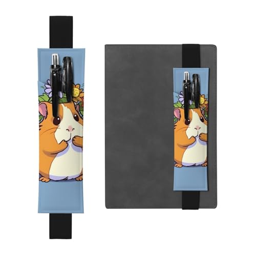 LHCVSFGW Elastischer Stifthalter für Notizbuch, Lesezeichen, PU-Leder, Stifthalter mit verstellbarem Band, Stifteetui, Federmäppchen für Planer, Ordner, Bücher, Schwarz , Einheitsgröße von LHCVSFGW