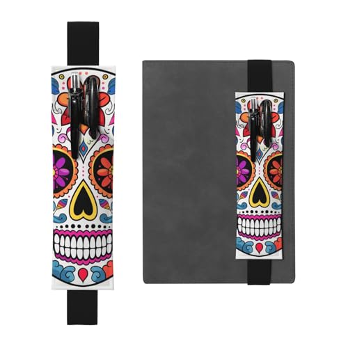 LHCVSFGW Elastischer Stifthalter für Notizbuch, Lesezeichen, PU-Leder, Stifthalter mit verstellbarem Band, Stifteetui, Federmäppchen für Planer, Ordner, Bücher, Schwarz , Einheitsgröße von LHCVSFGW