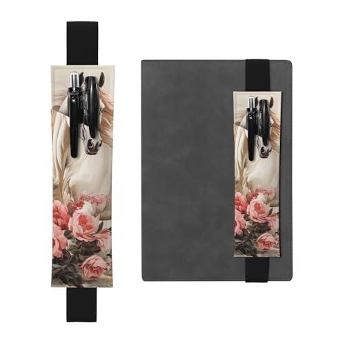 LHCVSFGW Elastischer Stifthalter für Notizbuch, Lesezeichen, PU-Leder, Stifthalter mit verstellbarem Band, Stifteetui, Federmäppchen für Planer, Ordner, Bücher, Schwarz , Einheitsgröße von LHCVSFGW