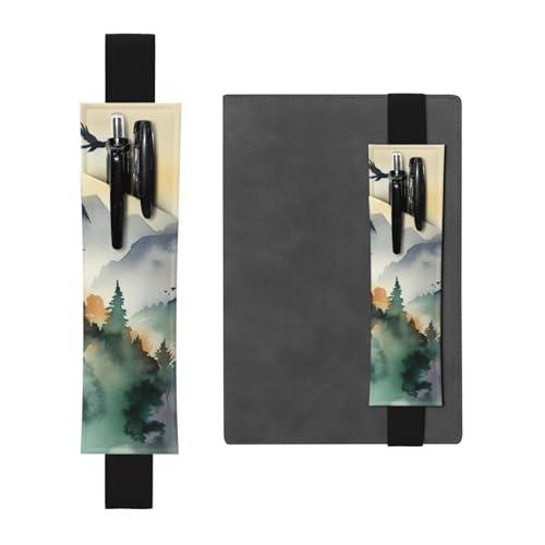 LHCVSFGW Elastischer Stifthalter für Notizbuch, Lesezeichen, PU-Leder, Stifthalter mit verstellbarem Band, Stifteetui, Federtasche für Planer, Ordner, Bücher, Schwarz , Einheitsgröße von LHCVSFGW