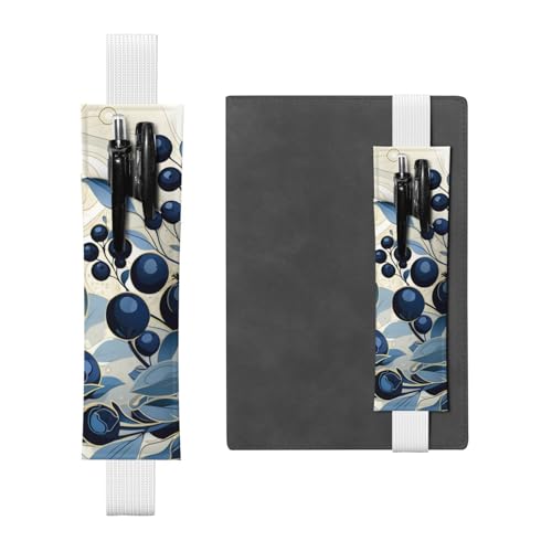 LHCVSFGW Elastischer Stifthalter für Notizbuch, Lesezeichen, PU-Leder, Stifthalter mit verstellbarem Band, Stifteetui, Feld der Blaubeeren, Federmäppchen für Planer, Ordner, Bücher von LHCVSFGW