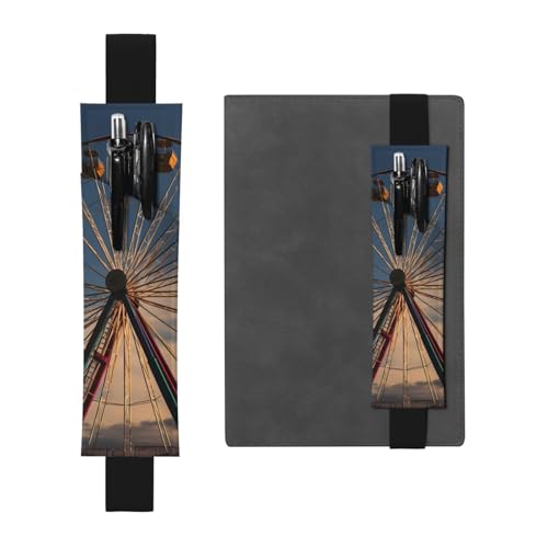 LHCVSFGW Elastischer Stifthalter für Notizbuch, Lesezeichen, PU-Leder, Stifthalter mit verstellbarem Band, Stifteetui, Riesenrad, Federmäppchen, Federmäppchen für Planer, Ordner, Bücher von LHCVSFGW