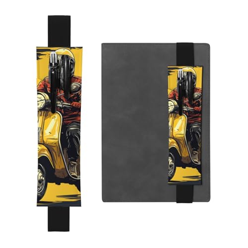 LHCVSFGW Elastischer Stifthalter für Notizbuch, Lesezeichen, PU-Leder, Stifthalter mit verstellbarem Band, Stifteetui, Scooter-Mann-Federmäppchen, Federmäppchen für Planer, Ordner, Bücher, Schwarz LHCVSFGW Elastischer Stifthalter für Notizbuch, Lesezeichen, PU-Leder, Stifthalter mit verstellbarem Band, Stifteetui, Scooter-Mann-Federmäppchen, Federmäppchen für Planer, Ordner, Bücher, Schwarz von LHCVSFGW