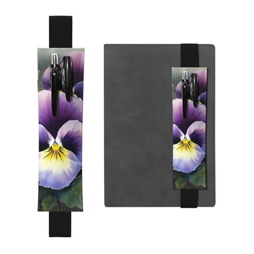 LHCVSFGW Elastischer Stifthalter für Notizbuch, Lesezeichen, PU-Leder, Stifthalter mit verstellbarem Band, Stifteetui, Stiefmütterchen, Perfektion, Federmäppchen für Planer, Ordner, Bücher von LHCVSFGW