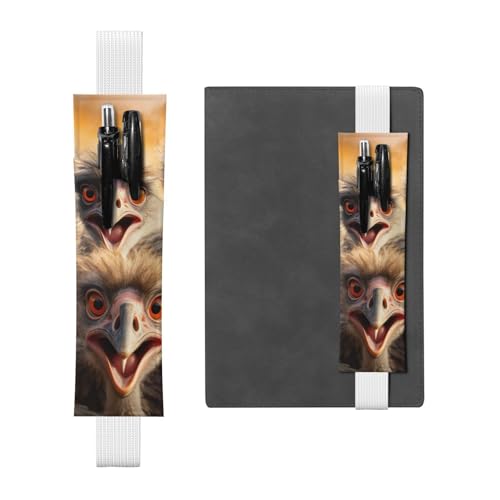 LHCVSFGW Elastischer Stifthalter für Notizbuch, Lesezeichen, PU-Leder, Stifthalter mit verstellbarem Band, Stifteetui, Strauße, Federmäppchen, Federmäppchen für Planer, Ordner, Bücher von LHCVSFGW