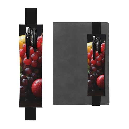 LHCVSFGW Elastischer Stifthalter für Notizbuch, Lesezeichen, PU-Leder, Stifthalter mit verstellbarem Band, Stifteetui, frisches Obst, Federmäppchen für Planer, Ordner, Bücher von LHCVSFGW