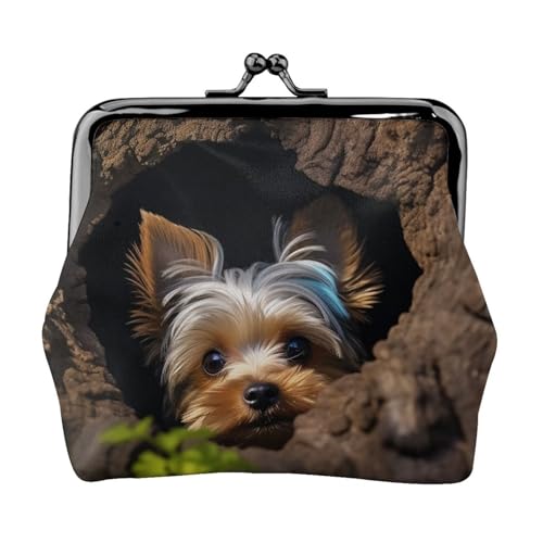 A Little Yorkshire Terrier Kleine Münzbörse für Frauen, Kiss-Lock-Geldbörse, Leder, niedliche Münzgeldbörse, Mini-Münztasche, Kleingeldtasche, Schlüsselhalter von LHDGBNV