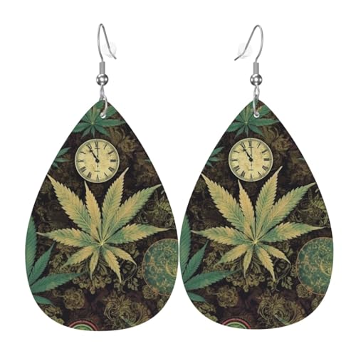 A Puff In Time Weed Marihuana Kunstleder-Tropfen-Ohrringe, modisch, leicht, baumelnde Ohrringe, Leder-Ohrringe für Frauen, Hochzeiten, Partys, Zeremonien, Bankette, Geschenke A Puff In Time Weed Marihuana Kunstleder-Tropfen-Ohrringe, modisch, leicht, baumelnde Ohrringe, Leder-Ohrringe für Frauen, Hochzeiten, Partys, Zeremonien, Bankette, Geschenke von LHDGBNV