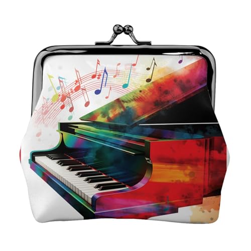 Bunte Geldbörse mit Klaviertastatur und Musik, kleine Münzbörse für Frauen, Kiss-Lock-Geldbörse, Leder, niedliche Münzgeldbörse, Mini-Münztasche, Kleingeldtasche, Schlüsselhalter von LHDGBNV