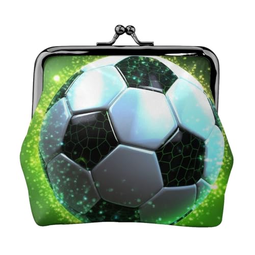 Coole Fußball-Geldbörse für Damen, Kiss-Lock-Geldbörse, Leder, niedliche Münzgeldbörse, Mini-Münztasche, Kleingeldtasche, Schlüsselhalter von LHDGBNV