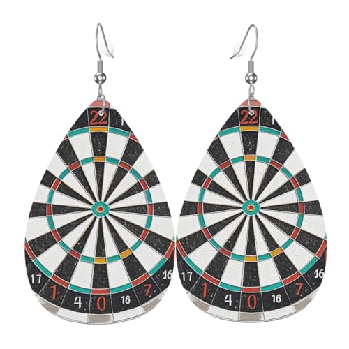Dart Board Kunstleder Tropfenohrringe, modisch, leicht, baumelnde Ohrringe, Leder-Ohrringe für Frauen, Hochzeiten, Partys, Zeremonien, Bankette, Geschenke Dart Board Kunstleder Tropfenohrringe, modisch, leicht, baumelnde Ohrringe, Leder-Ohrringe für Frauen, Hochzeiten, Partys, Zeremonien, Bankette, Geschenke von LHDGBNV