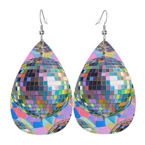 Discokugel-Muster Kunstleder Tropfenohrringe Mode leichte Tropfen baumeln Ohrringe Leder Ohrringe für Frauen Hochzeiten, Partys, Zeremonien, Bankette, Geschenke Discokugel-Muster Kunstleder Tropfenohrringe Mode leichte Tropfen baumeln Ohrringe Leder Ohrringe für Frauen Hochzeiten, Partys, Zeremonien, Bankette, Geschenke von LHDGBNV