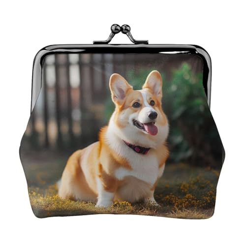Dog Corgi Kleine Münzbörse für Frauen, Kiss-Lock-Geldbörse, Leder, niedliche Münzgeldbörse, Mini-Münztasche, Kleingeldbörse, Schlüsselhalter von LHDGBNV