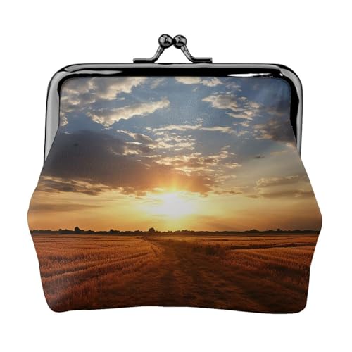 Field Sunrise Kleine Münzbörse für Frauen, Kiss-Lock Geldbörse, Leder, niedliche Münzgeldbörse, Mini-Münztasche, Kleingeldbörse, Schlüsselhalter Field Sunrise Kleine Münzbörse für Frauen, Kiss-Lock Geldbörse, Leder, niedliche Münzgeldbörse, Mini-Münztasche, Kleingeldbörse, Schlüsselhalter von LHDGBNV