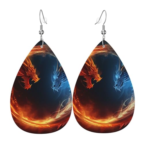 Fire and Ice Dragons Kunstleder-Tropfen-Ohrringe, modisch, leicht, baumelnde Ohrringe, Leder-Ohrringe für Frauen, Hochzeiten, Partys, Zeremonien, Bankette, Geschenke Fire and Ice Dragons Kunstleder-Tropfen-Ohrringe, modisch, leicht, baumelnde Ohrringe, Leder-Ohrringe für Frauen, Hochzeiten, Partys, Zeremonien, Bankette, Geschenke von LHDGBNV