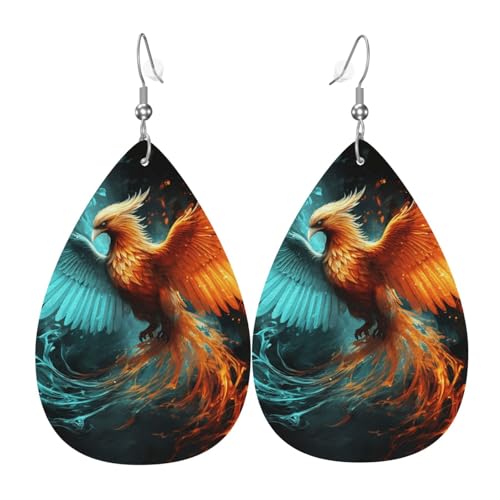 Fire and Water Phoenix Kunstleder Tropfenohrringe, modisch, leicht, baumelnde Ohrringe, Leder-Ohrringe für Frauen, Hochzeiten, Partys, Zeremonien, Bankette, Geschenke Fire and Water Phoenix Kunstleder Tropfenohrringe, modisch, leicht, baumelnde Ohrringe, Leder-Ohrringe für Frauen, Hochzeiten, Partys, Zeremonien, Bankette, Geschenke von LHDGBNV