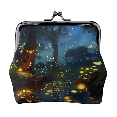 Fireflies Kleine Münzbörse für Frauen, Kiss-Lock Geldbörse, Leder, niedliche Münzgeldbörse, Mini-Münztasche, Kleingeldbörse Schlüsselhalter von LHDGBNV