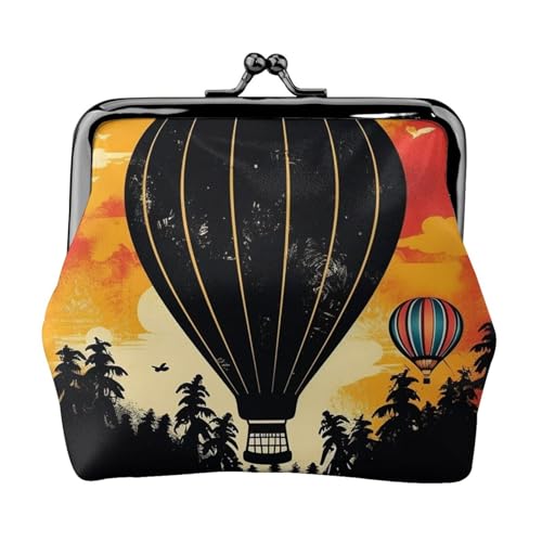 Flying Hot Air Balloon Small Coin Purse For Women, Kiss-Lock Wallet Leather Cute Coin Wallet Mini Coin Pouch Change Purse Key Holder von LHDGBNV