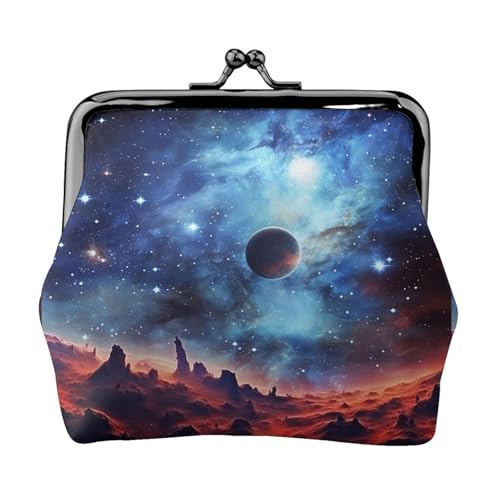 Galaxy Space Kleine Münzbörse für Frauen, Kiss-Lock-Geldbörse, Leder, niedliche Münzgeldbörse, Mini-Münztasche, Kleingeldbörse, Schlüsselhalter von LHDGBNV
