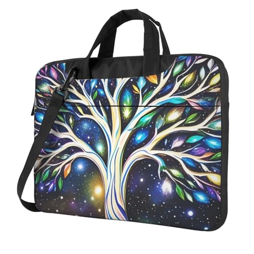 Galaxy Tree Laptoptasche, tragbare Laptop-Hülle, Kuriertasche, Umhängetasche, wasserdicht, Aktentasche, Kuriertasche mit Tragegriff, Schwarz, 14 inch von LHDGBNV