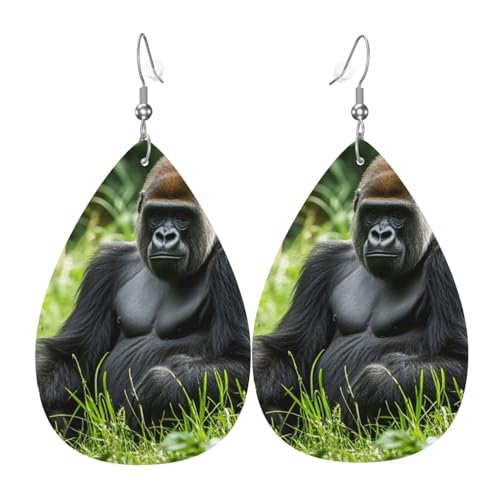 Gorilla In The Grass Kunstleder-Tropfen-Ohrringe, modisch, leicht, baumelnde Ohrringe, Leder-Ohrringe für Frauen, Hochzeiten, Partys, Zeremonien, Bankette, Geschenke Gorilla In The Grass Kunstleder-Tropfen-Ohrringe, modisch, leicht, baumelnde Ohrringe, Leder-Ohrringe für Frauen, Hochzeiten, Partys, Zeremonien, Bankette, Geschenke von LHDGBNV