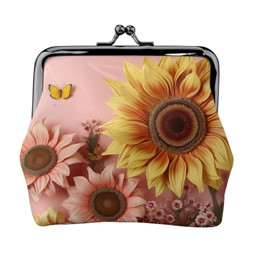 Große Sonnenblume kleine Münzbörse für Frauen, Kiss-Lock Geldbörse, Leder, niedliche Münzgeldbörse, Mini-Münztasche, Kleingeldbörse Schlüsselhalter von LHDGBNV