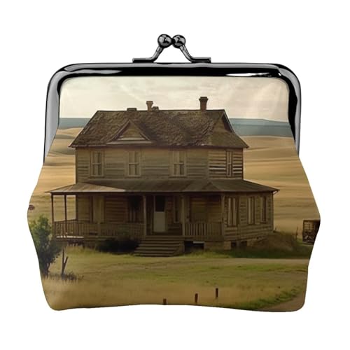 House On The Prairie Kleine Münzbörse für Frauen, Kiss-Lock-Geldbörse, Leder, niedliche Münzgeldbörse, Mini-Münztasche, Kleingeldbörse, Schlüsselhalter von LHDGBNV