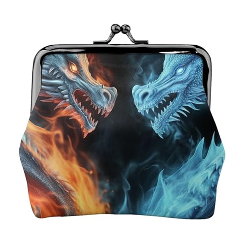 Ice and Fire Dragons Kleine Münzbörse für Frauen, Kiss-Lock-Geldbörse, Leder, niedliche Münzgeldbörse, Mini-Münztasche, Kleingeldbörse Schlüsselhalter von LHDGBNV