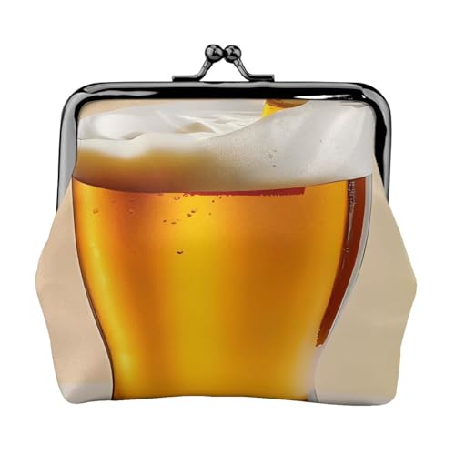 Kleine Geldbörse aus Bierschaum für Frauen, Kiss-Lock-Geldbörse, Leder, niedliche Münzgeldbörse, Mini-Münztasche, Kleingeldbörse Schlüsselhalter von LHDGBNV