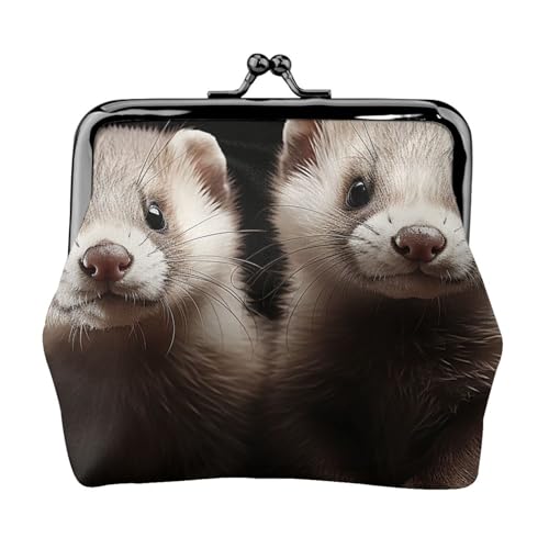 Kleine Geldbörse für Damen, Frettchen, Kiss-Lock-Geldbörse, Leder, niedliche Münzgeldbörse, Mini-Münztasche, Kleingeldbörse, Schlüsselhalter Kleine Geldbörse für Damen, Frettchen, Kiss-Lock-Geldbörse, Leder, niedliche Münzgeldbörse, Mini-Münztasche, Kleingeldbörse, Schlüsselhalter von LHDGBNV