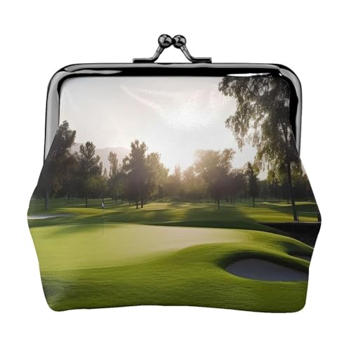 Kleine Geldbörse für Damen, Golfplatz, Kiss-Lock-Geldbörse, Leder, niedliche Münzbörse, Mini-Münztasche, Kleingeldbörse, Schlüsselhalter von LHDGBNV