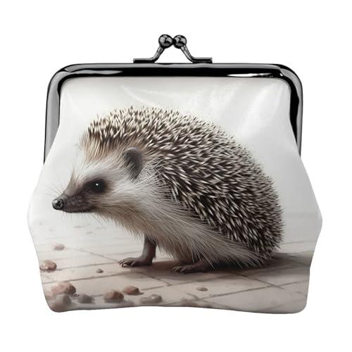 Kleine Geldbörse für Damen, Igel, Kiss-Lock-Geldbörse, Leder, niedliche Münzgeldbörse, Mini-Münztasche, Kleingeldbörse, Schlüsselhalter von LHDGBNV