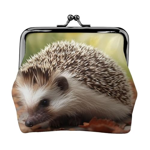 Kleine Geldbörse für Damen, Igel, Kiss-Lock-Geldbörse, Leder, niedliche Münzgeldbörse, Mini-Münztasche, Kleingeldbörse, Schlüsselhalter von LHDGBNV