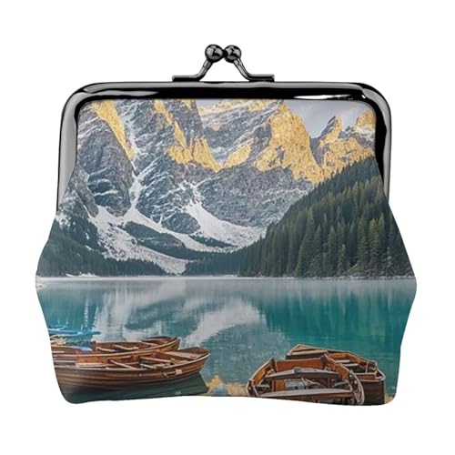 Kleine Geldbörse für Damen, Motiv: Bergsee, Boote, Kiss-Lock-Geldbörse, Leder, niedliche Münzgeldbörse, Mini-Münztasche, Kleingeldbörse, Schlüsselhalter Kleine Geldbörse für Damen, Motiv: Bergsee, Boote, Kiss-Lock-Geldbörse, Leder, niedliche Münzgeldbörse, Mini-Münztasche, Kleingeldbörse, Schlüsselhalter von LHDGBNV