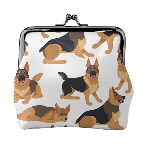 Kleine Geldbörse für Damen, Motiv: Deutscher Schäferhund, Kiss-Lock-Geldbörse, Leder, niedlich, Münztasche, Kleingeldtasche, Schlüsselhalter von LHDGBNV