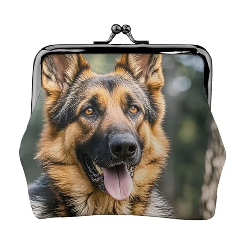 Kleine Geldbörse für Damen, Motiv: Deutscher Schäferhund, Kiss-Lock-Geldbörse, Leder, niedlich, Münztasche, Kleingeldtasche, Schlüsselhalter von LHDGBNV