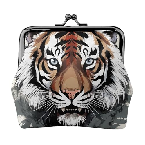Kleine Geldbörse für Damen, Motiv: Kritzelei-Tiger, Schwarz und Weiß, Kiss-Lock-Geldbörse, Leder, niedliche Münzgeldbörse, Mini-Münztasche, Kleingeldgeldbörse, Schlüsselhalter von LHDGBNV