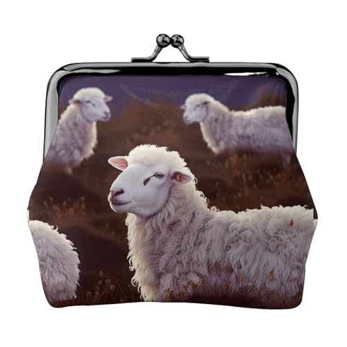 Kleine Geldbörse für Damen, Motiv: Schaf, Kiss-Lock-Geldbörse, Leder, niedliche Münzgeldbörse, Mini-Münztasche, Kleingeldbörse, Schlüsselhalter Kleine Geldbörse für Damen, Motiv: Schaf, Kiss-Lock-Geldbörse, Leder, niedliche Münzgeldbörse, Mini-Münztasche, Kleingeldbörse, Schlüsselhalter von LHDGBNV