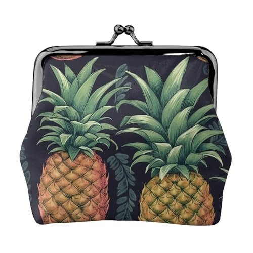 Kleine Geldbörse mit Ananasmotiv für Frauen, Kiss-Lock-Geldbörse, Leder, niedliche Münzgeldbörse, Mini-Münztasche, Kleingeldbörse, Schlüsselhalter von LHDGBNV