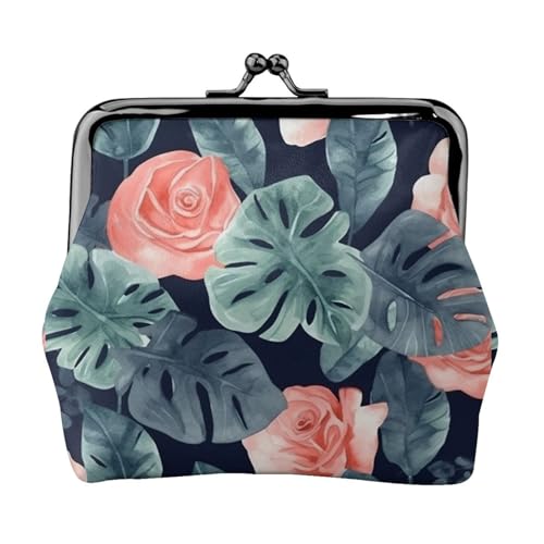 Kleine Geldbörse mit Aquarell-Monstera-Muster für Frauen, Kiss-Lock-Geldbörse, Leder, niedliche Münzgeldbörse, Mini-Münztasche, Kleingeldtasche, Schlüsselhalter Kleine Geldbörse mit Aquarell-Monstera-Muster für Frauen, Kiss-Lock-Geldbörse, Leder, niedliche Münzgeldbörse, Mini-Münztasche, Kleingeldtasche, Schlüsselhalter von LHDGBNV