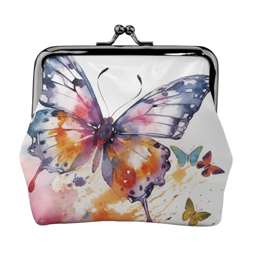 Kleine Geldbörse mit Aquarell-Schmetterling für Frauen, Kiss-Lock-Geldbörse, Leder, niedliche Münzgeldbörse, Mini-Münztasche, Kleingeldtasche, Schlüsselhalter Kleine Geldbörse mit Aquarell-Schmetterling für Frauen, Kiss-Lock-Geldbörse, Leder, niedliche Münzgeldbörse, Mini-Münztasche, Kleingeldtasche, Schlüsselhalter von LHDGBNV